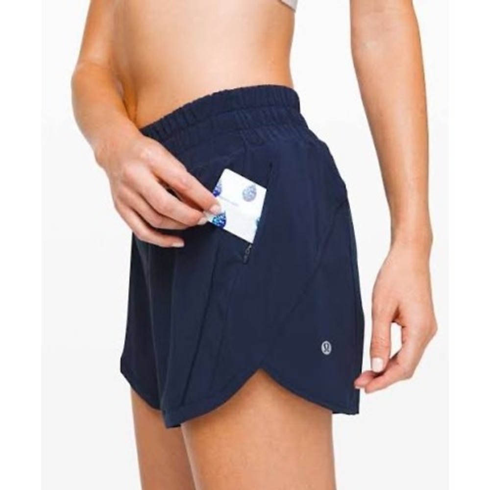 Lululemon Track That High-Rise Lined Short 5 Navy Blue Size 6 Running Training